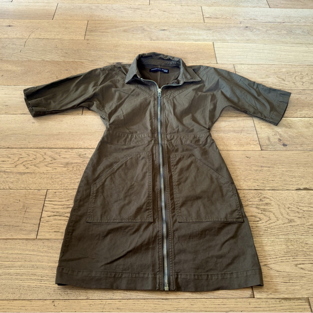 Veronica Beard Army Green Zip-Up Dress